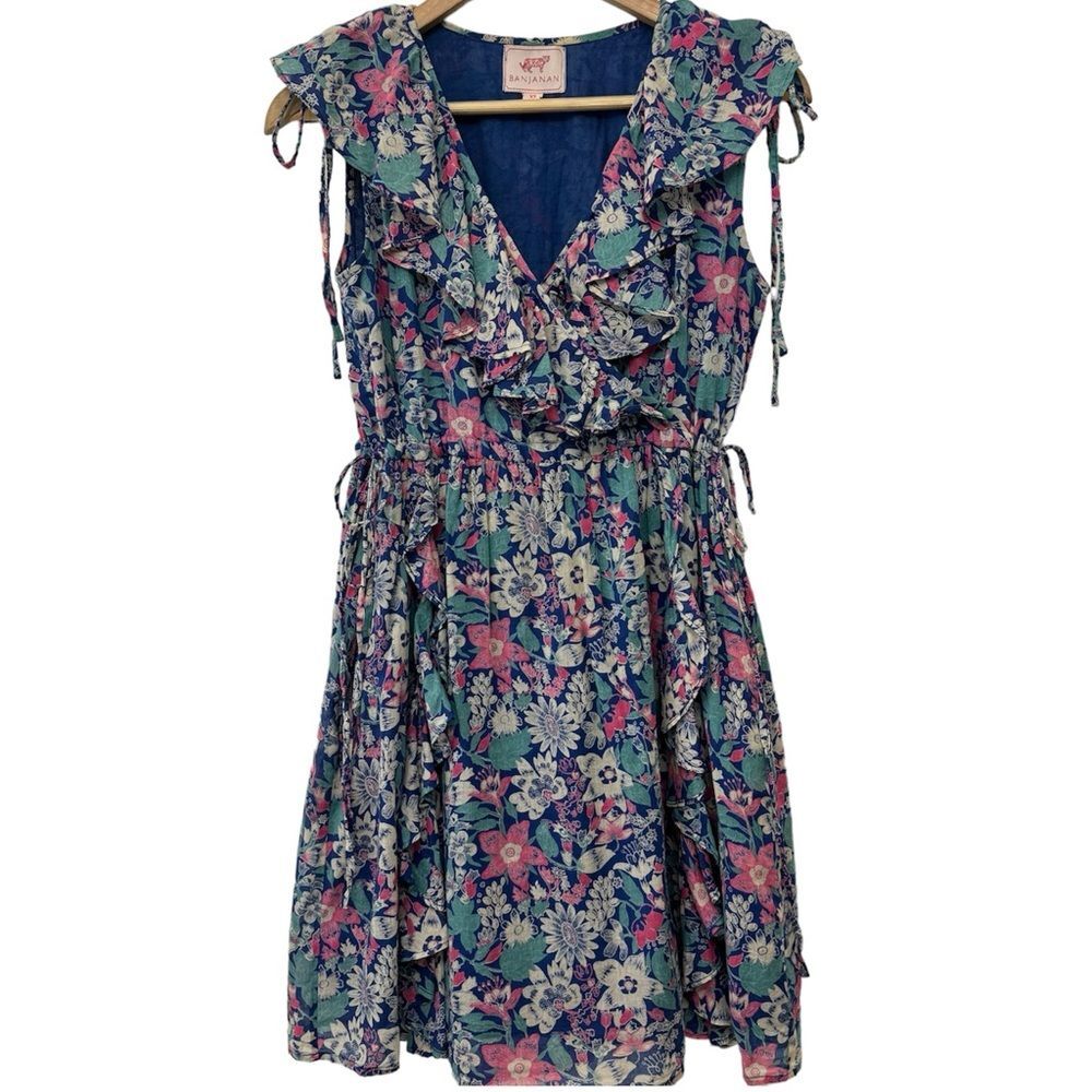 Banjanan Wo Sylvie Floral Ruffled Mini Dress in Annas Wild Garden Size XS